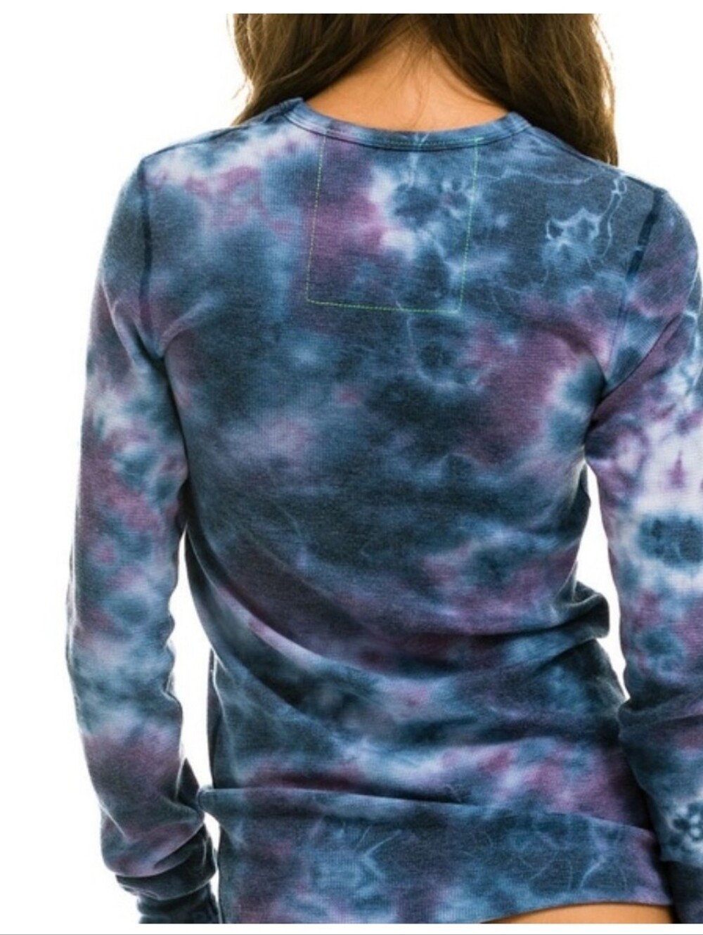Aviator Nation Hand Dyed Unisex Tie Dye Thermal Long Sleeve Waffle Knit Shirt XS - Picture 5 of 13